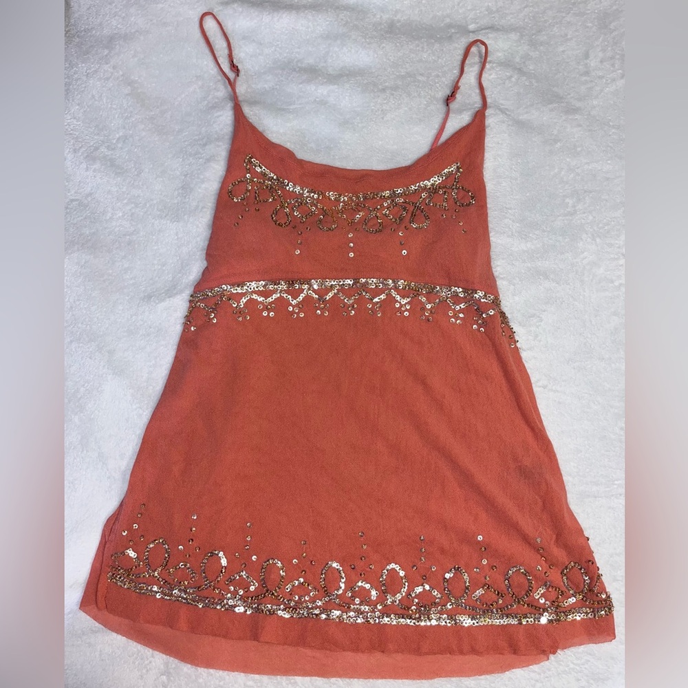 The Limited Sequin Vintage Y2K Coral Cami Tank Top